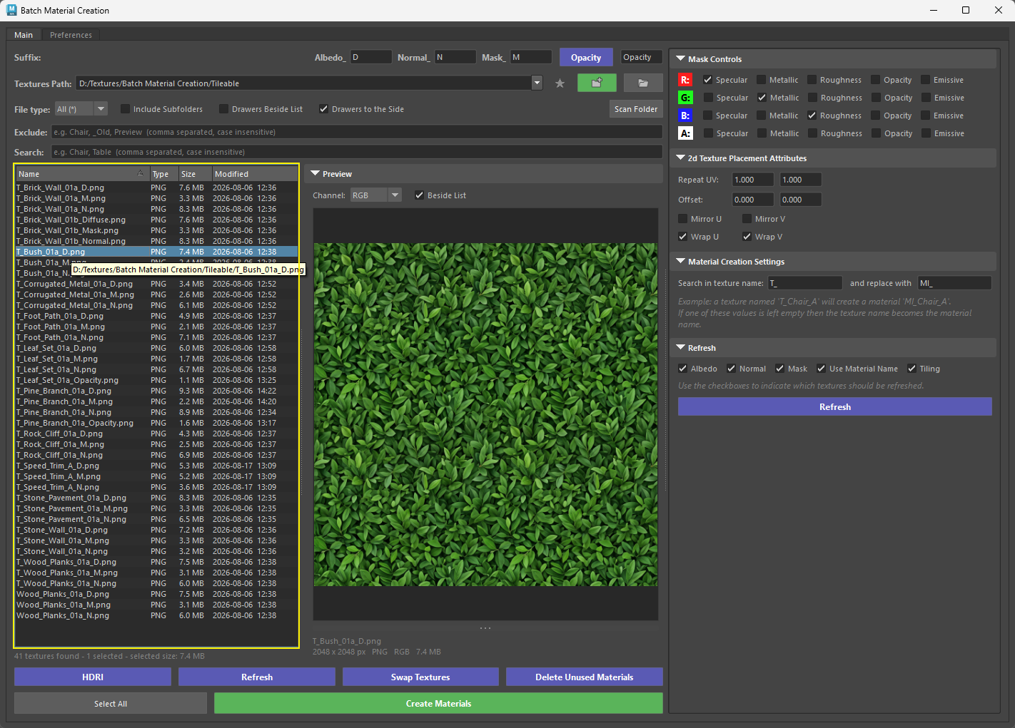 Batch Material Creation