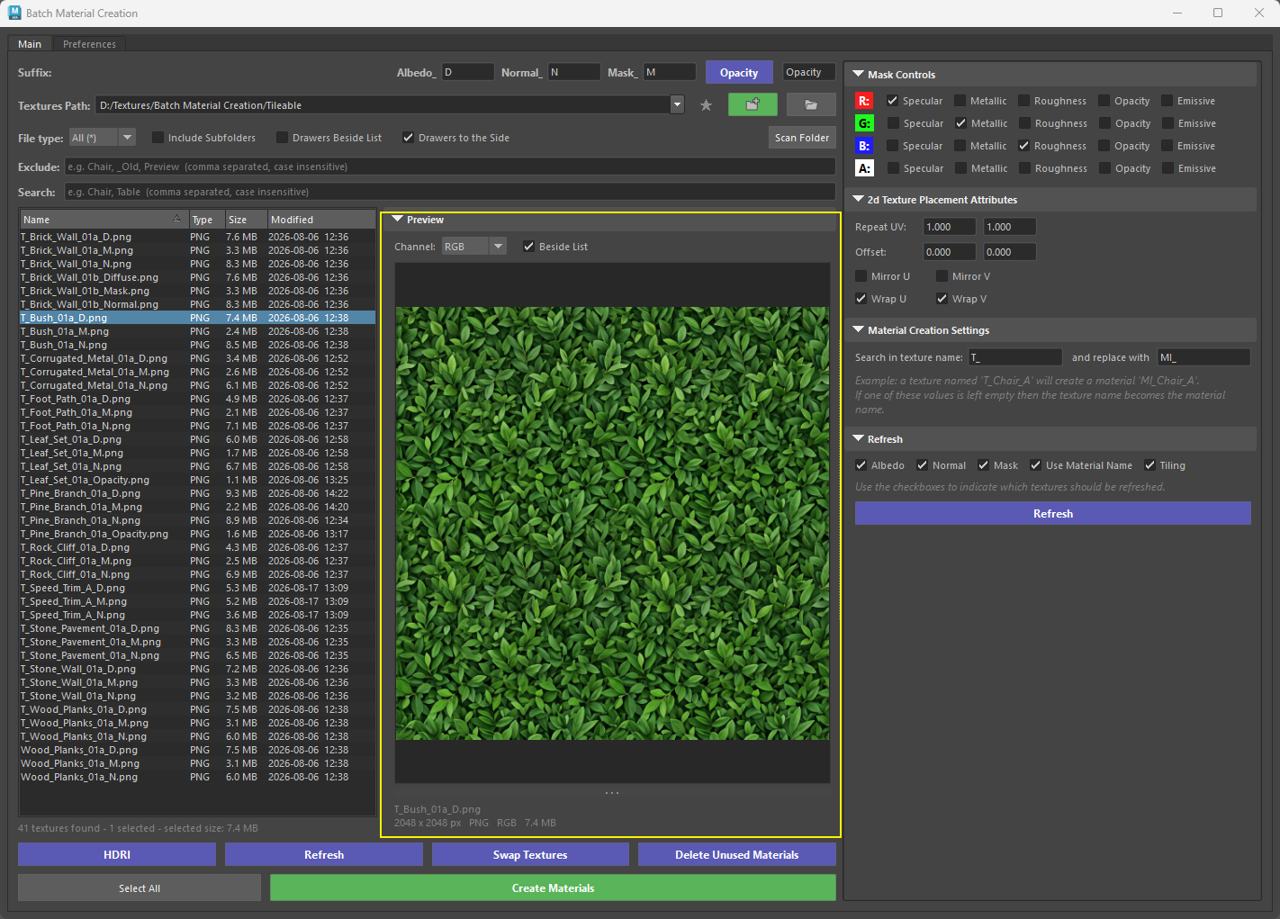 Batch Material Creation
